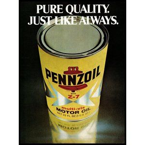 1974 Pennzoil Multi-Vis Motor Oil Vintage Print Ad Tin Can Z-7 Wall Art Photo